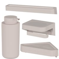 Kit Banheiro Saboneteira Porta Shampoo Toalheiro Papeleira B