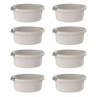 Kit 8 Bacias Flow OU 5L Bege com Pega Ergonômica Lavanderia Cozinha Limpeza
