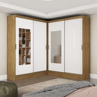 Closet Casal Duplo Belém 4 Portas com Espelho 4 Gavetas Carioca Móveis - Cinamomo Branco