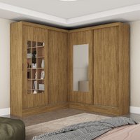 Closet Casal Duplo Belém 4 Portas com Espelho 4 Gavetas Carioca Móveis - Cinamomo