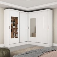Closet Casal Duplo Belém 4 Portas com Espelho 4 Gavetas Carioca Móveis - White