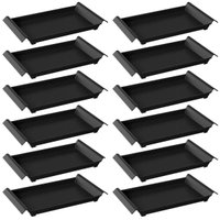 Kit 12 Bandejas de Servir com Alças 34x19cm Plásticas Pretas Restaurantes Café da Manhã Coza Casual