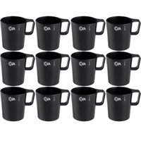 Kit Com 12 Canecas 250ml Preto Empilháveis Escolar Achocolatado Café Chás Coza