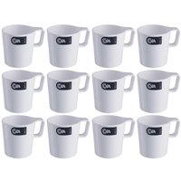 Jogo Com 12 Canecas Escolares Empilháveis 250ml Brancas Casual Coza Refeitórios Cantina