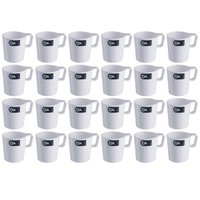 Kit Com 24 Canecas Empilháveis Escolares 250ml Branca Casual Coza Refeitórios Escola