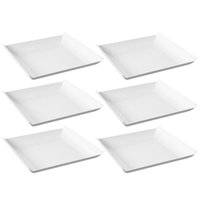 Kit Com 6 Pratos Quadrados Grande Plástico 21cm Lanchonete Padaria Cozy -  Branco