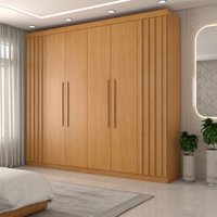 Guarda-Roupa Casal Rúbeo 6 Portas 3 Gavetas Ripado Cinamomo - Panorama Móveis