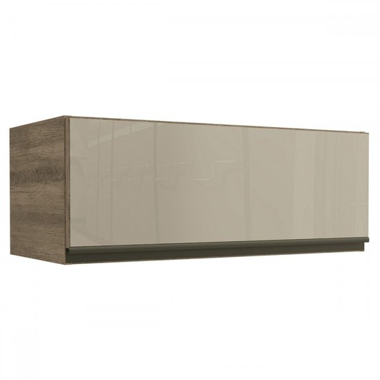 Armário Aéreo Cozinha 80 Cm Mônica 1 Porta com Vidro Nogal - Kappesberg