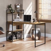 Mesa Escrivaninha Vitale 2 Prateleiras Freijó/Preto Fosco - Kappesberg
