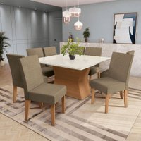 Mesa de Jantar 8 Lugares Beatriz com Vidro Canela/Off White/Capuccino - Kappesberg Jantar