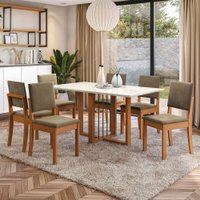 Mesa de Jantar 6 Lugares Adria com Vidro Canela/Off White - Kappesberg Jantar