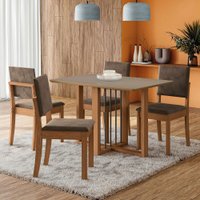 Mesa de Jantar 4 Lugares Noemi com Vidro Canela/Freijo/Bronze/Marrom - Kappesberg Jantar
