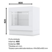Balcao Forno Embutir Tampo Cooktop 80cm Americana Branco Nature Henn