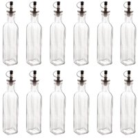 Kit 12 Garrafas de Vidro 270ml Azeite Vinagre com Bico Dosador e Tampa Lyor