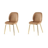 Conjunto com 2 Cadeiras Lille Beetle Marrom Base Dourada