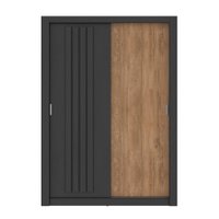 Guarda Roupa Solteiro 2 Portas Darvi Carraro Ripado Preto Touch com Freijó