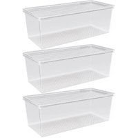 Kit Com 3 Organizadores de Geladeira com Tampa 4,5L Frutas Legumes Multiuso Transparente UZ