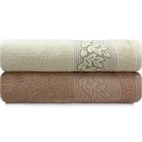 Toalhas de Banho Provence 100 Algodão Kit com 2 Peças Karsten - BEGE E TERRA COTA