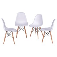 Kit 4 Cadeiras K4-1102B Polipropileno Base Madeira OR Design