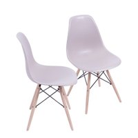 Kit 2 Cadeiras de Polipropileno K2-1102B com Base de Madeira OR Design