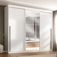 Guarda-Roupa Casal Senna 3 Portas 6 Gavetas com Espelho Branco - Maxel