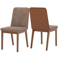 Kit 2 Cadeiras Estofadas Pietra Corano Caramelo Suede Cacao Henn