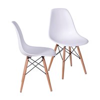 Kit de 2 Cadeiras de Polipropileno K2-1102B com Base de Madeira OR Design - Branco