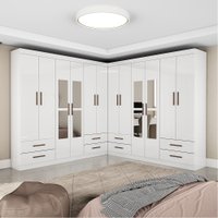 Closet Casal Duplo Lu Com 12 Portas Com Espelho 8 Gavetas
