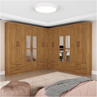 Closet Casal Duplo Lu 12 Portas Com Espelho 8 Gavetas - Cinamomo