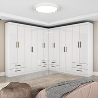 Closet Casal Duplo Branco  Lu 12 Portas 8 Gavetas