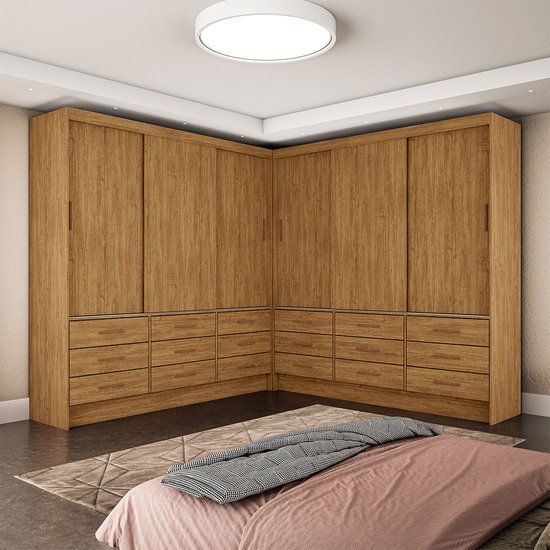 Closet Sevilha 6 Portas Casal Duplo 18 Gavetas Carioca Moveis - Cinamomo