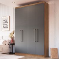 Guarda-Roupa Solteiro Oxford 4 Portas 2 Gavetas Freijó/Cinza - Irm Móveis