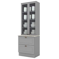 Cristaleira 2 Portas 2 Gav 72 cm C357 Americana Cinza Calcare Henn