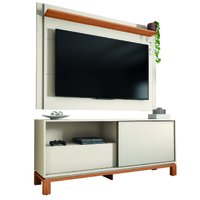 Rack Bancada Com Painel Para TV Até 55 Polegadas 1,50m Ripado impressão Emirates Madeirado/Off White