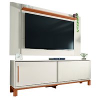 Rack Bancada Com Painel Para TV até 65 Polegadas 1,80m Ripado Impressão 3D 2 Portas Dubai Madeirado