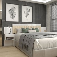 Cabeceira Extensível Casal/Queen Luna 2 Gavetas Branco - Panorama Móveis