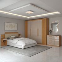 Quarto Completo Casal Aconchego 7 Portas 11 Gavetas Cinamomo/Off White - Panorama Móveis