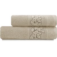 Toalhas de Banho e Rosto Provence em Algodão Kit com 2Pçs Emcompre Karsten - Bege