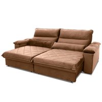 Sofá Retrátil Reclinável Grécia 2,50m Suede Velut Bege Molas no Assento - King House