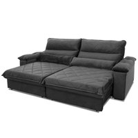 Sofá Retrátil Reclinável Grécia 2,50m Suede Velut Cinza Molas no Assento - King House