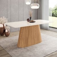 Mesa de Madeira Olívia180 Cm com Vidro Nature/Off White - Henn