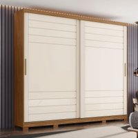 Guarda-Roupa Casal Cayman 2 Portas 6 Gavetas 100% Mdf Ripado Nature/Off White - Henn