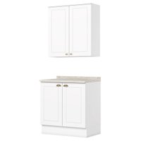 Armario Aereo E Balcao 80 cm Americana Branco Calcare Henn