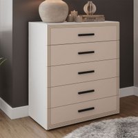 Cômoda Valência 5 Gavetas Branco/Creme - Politorno