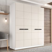 Guarda-Roupa Casal Lisboa 4 Portas 4 Gavetas Branco/Creme - Politorno