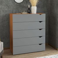 Cômoda Porto 5 Gavetas Freijó/Cinza - Politorno