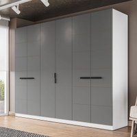 Guarda-Roupa Casal Lisboa 6 Portas 4 Gavetas Branco/Cinza - Politorno