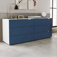 Cômoda Porto 6 Gavetas Branco/Azul - Politorno