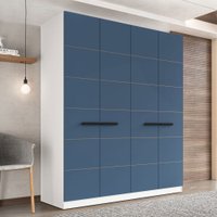 Guarda-Roupa Casal Lisboa 4 Portas 4 Gavetas Branco/Azul - Politorno