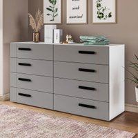 Cômoda Lisboa 8 Gavetas Branco/Cinza - Politorno